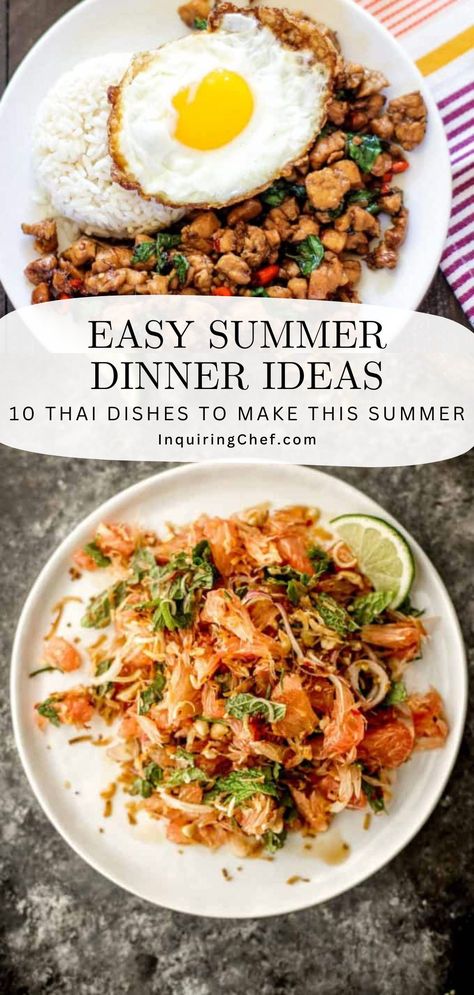 Discover these 10 Thai recipes showcasing a mix of quick and easy dinner recipes ideal for any season, particularly perfect for easy summer dinner ideas. Explore a diverse selection of Asian noodle recipes, takeout recipes, and other Asian inspired recipes featured in this fantastic lineup! Thai Food Appetizers, Thai Dinner Recipes, Easy Summer Dinner Ideas, Easy Asian Noodle Recipes, Easy Asian Noodles, Takeout Recipes, Easy Thai Recipes, Healthy Thai Recipes, Easy Summer Dinner