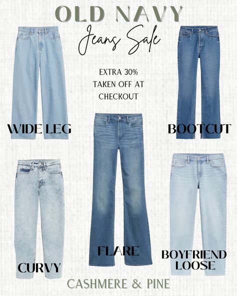 CLICK THE PHOTO TO SHOP || ✨S A L E✨ Old Navy jeans sale Extra 30% off at checkout Denim, jeans, sale, wide leg, flare, boyfriend, mom, overalls #LTKstyletip #LTKFind #LTKsalealert Loose Jeans Outfit, Jeans Sale, Navy Boyfriend, Style Inspiration Winter, Loose Jeans, Old Navy Jeans, Navy Jeans, Fall Style, Fashion Over 50