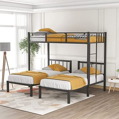 Bunk Beds For 3, Kids Triple Bunk Beds, 3 Bunk Beds, Steel Bed Design, Triple Bed, Kids Bed Design, Triple Bunk Beds, Beds For Small Rooms, Kids Twin Bed