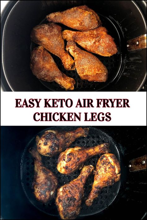 This easy keto air fryer drumsticks recipe will soon become a regular low carb dinner for you. With a spicy rub you can have these flavorful and crispy chicken legs in about 20 minutes. Each keto drumstick has only 1.3g net carbs! Keto Drumsticks, Keto Air Fryer Chicken, Air Fryer Chicken Leg Recipe, Lemon Keto, Fried Chicken Legs, Keto Air Fryer, Chicken Leg Recipes, Drumstick Recipes, Chicken Drumstick Recipes