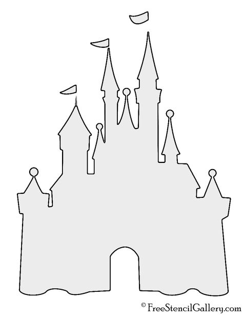 Disney Castle Stencil                                                       …                                                                                                                                                                                 More Disney Castle Template Free Printable, Walt Disney Castle Drawing, Disney Castle Door Decorations Classroom, Disney Castle Template, Disney Castle Coloring Page, Disney Abstract Art, Disney Stencils Templates, Disney Princess Embroidery, Diy Disney Decorations