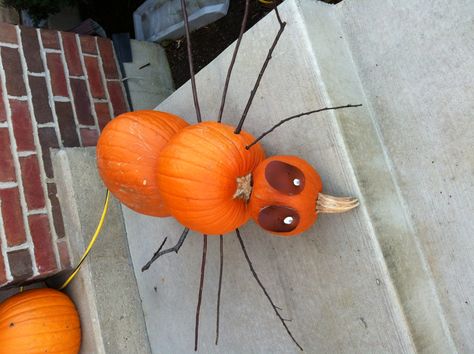 I used a stick poked through each pumpkin to hold them together; cut out eyes from margarine tubs and used permanent black marker and nailed them into the pumpkin. Hammering Golf Tees Into Pumpkins, Pumpkin Putt Putt, Pumpkin Putt Putt Golf, Dolkar Tree Pumkin Standing Signs, Pumpkin Golf, Golf Shop, Stick And Poke, A Stick, Shop Display