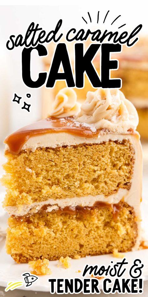 Carmel Cake, Box Cake Recipes, Caramel Cake Recipe, Boxed Cake Mixes Recipes, Salted Caramel Cake, Pumpkin Bread Pudding, Caramel Icing, Gooey Caramel, Homemade Caramel Sauce