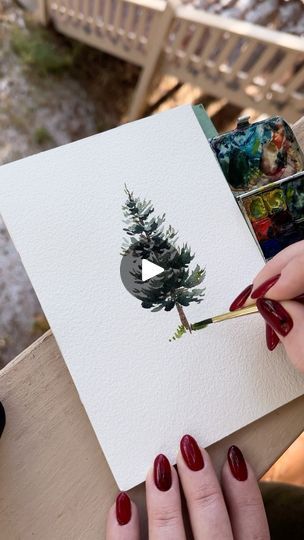 Fall Tree Watercolor Painting, Fall Aspen Trees, Primary Palette, Beautiful Holidays, Tree Watercolor Painting, Forest Walk, Picture Tree, Watercolor Christmas Tree, Snow Fall