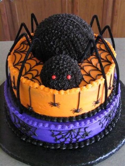 Cake Boos, Spooky Halloween Cakes, Halloween Torte, Spider Cake, Halloween Buffet, Dessert Halloween, Halloween Birthday Cakes, Halloween Cake Decorating, Halloween Sweets