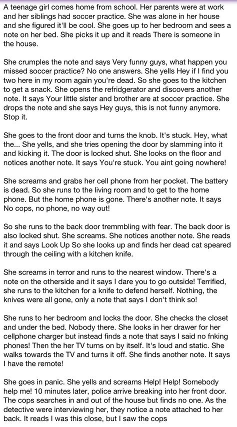 Scary stories! Story Ideas Horror, True Scary Story, Scary Things To Say, Scary Stories To Tell In The Dark, Horror Stories With A Twist, Halloween Stories Scary, Scary Stories With A Twist, Long Horror Stories, Two Sentence Scary Stories