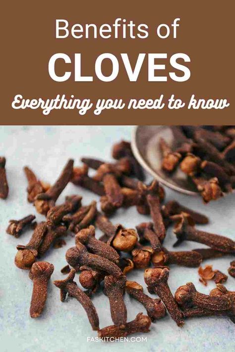 A Pinterest pin featuring a close-up of cloves with easy-to-read text. The guide offers insights into the nutrition, health benefits, and tips for using, buying, and storing cloves. A must-have for spice lovers and cooking enthusiasts! #ClovesGuide #SpiceBenefits #HealthyLiving Eating Cloves Benefits, How To Use Cloves, Clove Benefits Health, Cloves Benefits For Women, Clove Benefits, Benefits Of Cloves, Cloves Health Benefits, Cloves Recipes, Cloves Benefits