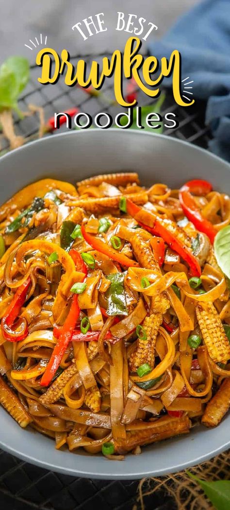 Linguini Rice Noodle Recipes, Spicy Stir Fry Noodles, Pork Rice Noodles, Pasta Stir Fry Veggies, Pork Fried Noodles Stir Fry, Rice Stick Noodles Recipes Stir Fry, Linguine Rice Noodle Recipes, Thai Rice Noodles Recipe, Thai Ribbon Stir Fry Noodles