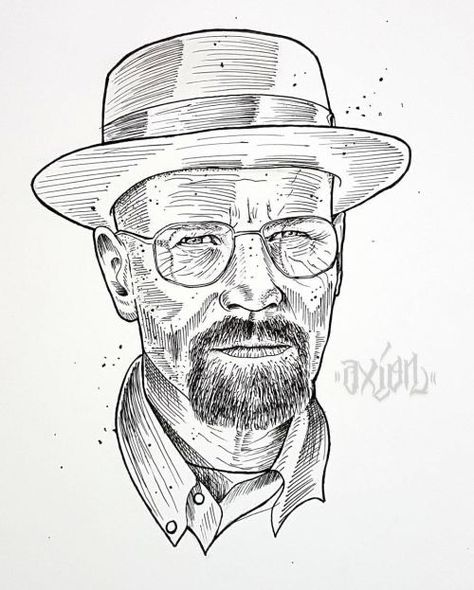 Breaking Bad Drawing, Heisenberg Drawing, Breaking Bad Art, Bad Drawings, Tattoo Zeichnungen, Drawing People Faces, Drawings Of Friends, Alien Art, Pencil Art Drawings