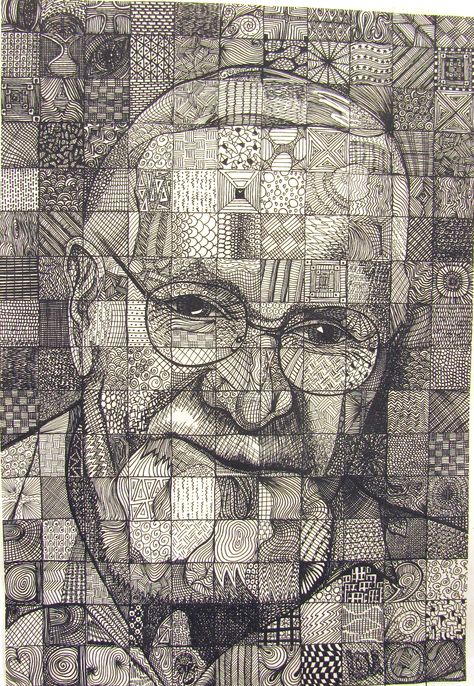 Grid Drawing Ideas, Box Sketch, Grid Drawing, White Drawing, School Art Projects, Doodle Art Designs, Art Lesson Plans, Black And White Drawing, Zentangle Art