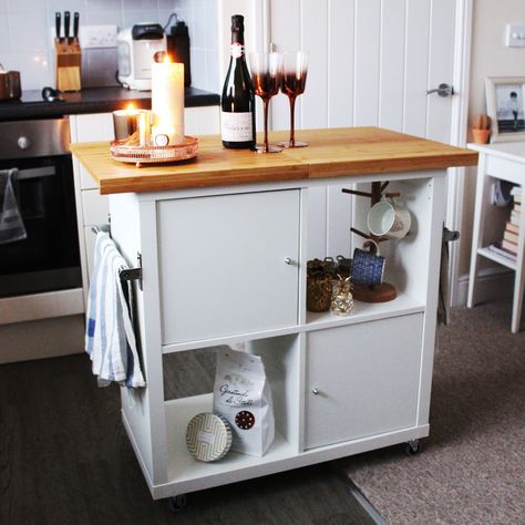 Ikea Kallax Kitchen Island Hack | Jen Lou Meredith Ikea Kallax Kitchen, Kallax Kitchen Island, Kallax Kitchen, Ikea Varde, Kitchen Island Hack, Ikea Kallax Shelf, Freestanding Kitchen Island, Ikea Kallax Hack, Ikea Hack Kitchen