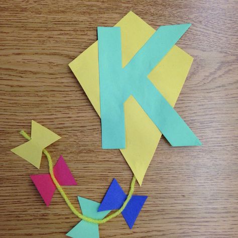 K is for kite K For Kite Preschool, Kite Craft For Preschool, K For Kite Craft, K Is For Kite Craft, Kite Art And Craft For Preschool, Letter K Crafts For Preschoolers Ideas, Letter K Art Preschool, K Activities For Preschoolers, Preschool Letter K Activities