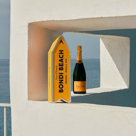 The Arrow holds an irresistible secret, a bottle of Veuve Clicquot Yellow Label. 📷 @romainlaprade #FollowYourArrow #LiveClicquot ▪️ E N J O Y R E S P O N S I B L Y ▪️ Do Not Forward F1 Mexico, Veuve Cliquot, Yellow Label, Garden Privacy, The Arrow, Bondi Beach, Champagne Bottle, Still Life Photography, Graphic Design Inspiration