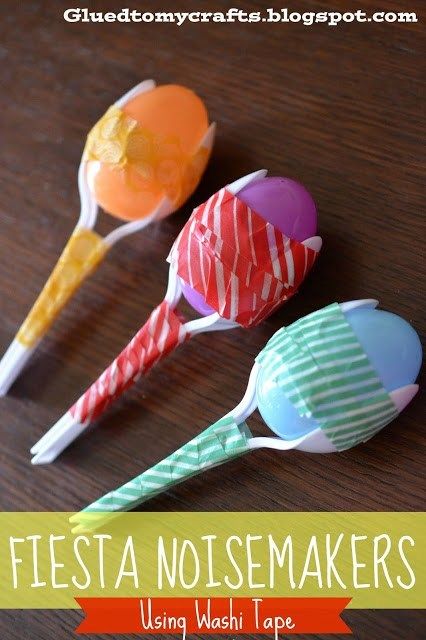 Fiesta Noisemakers – Kid Craft - Upcycled Craft Tutorial - Plastic Easter Egg Noisemaker Hispanic Heritage Month Crafts, Mexico Crafts, New Year's Eve Crafts, Kids New Years Eve, New Year's Eve Activities, Toddler Arts And Crafts, Mexican Crafts, Heritage Crafts, 5 De Mayo