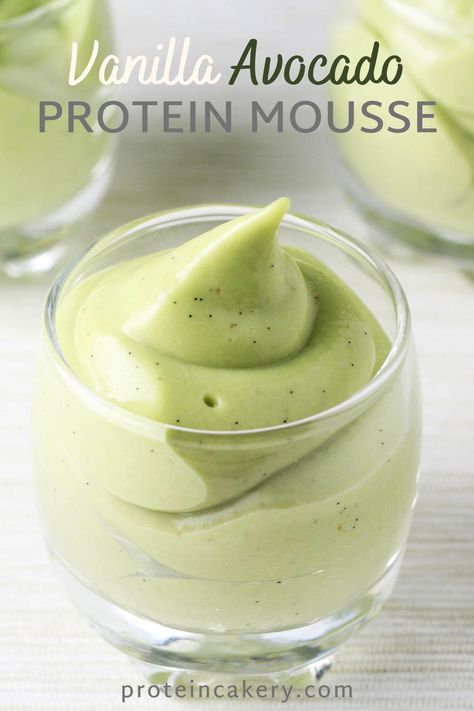 Avocado and vanilla bean give this Vanilla Avocado Mousse delicious flavor and texture, and the added protein powder makes it a great high protein dessert or snack! Recipes For Vanilla Protein Powder, Avocado Protein, Uses For Vanilla Protein Powder, High Protein Mousse, Vegan Vanilla Protein Powder Recipes, Vanilla Protein Recipes, Quest Vanilla Protein Powder Recipes, Avocado Chocolate Protein Pudding, Protein Mousse