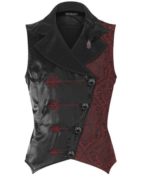 #ad Find ideas�and inspiration for Devil Fashion Mens Gothic Embroidered Jacquard Satin Waistcoat Vest Black Red, Men's Clothing Gothic Vest Men, Goth Attire For Men, Man Gothic Fashion, Victorian Masculine Fashion, Red Victorian Outfit Men, Mens Witchy Fashion, Modern Steampunk Fashion Men, Mens J Fashion, Men’s Gothic Fashion