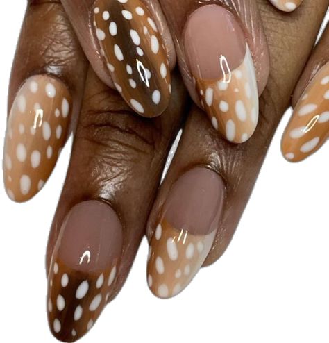 Nail Ideas For Thanksgiving, Bambi Nails, Deer Nail Art, November Nail Ideas, Brown Nail Ideas, November Nail Art, Deer Nails, November Nail, Ideas For Thanksgiving