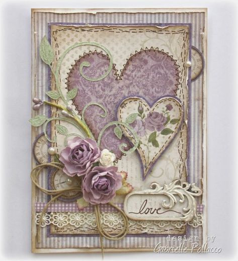 February Mood, Pretty Mess, Shabby Chic Cards, Hearts And Flowers, Karten Design, 카드 디자인, Heart Cards, E Card, Pretty Cards