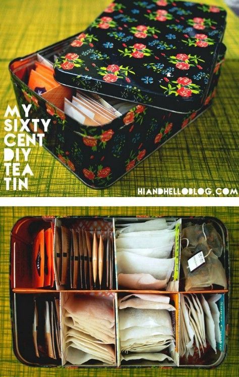 Tea Bag Storage, Plastic Storage Totes, Diy Tea, Tea Organization, Room Storage Diy, Tea Bag Organizer, Clever Organizer, Tea Diy, Tea Storage