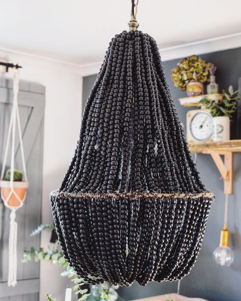 DIY beaded chandelier Diy Beaded Chandelier, Birdcage Chandelier, Chandelier Makeover, Hardwood Stairs, Rope Wrapped, Coastal Colors, Diy Chandelier, Beaded Chandelier, Chandelier Design