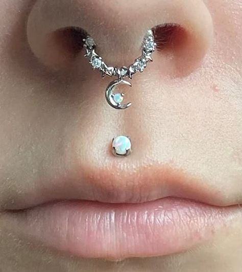 Melighting Septum Rings 16G Moon Septum Jewelry with Opal Clear CZ Surgical Steel 316L Star Helix Earring Dangle Daith Earrings Body Piercing for Women Men Piercing For Women, Opal Septum, Septum Piercing Jewelry, Septum Rings, Face Piercings, Helix Earring, Daith Earrings, Earring Dangle, Septum Jewelry