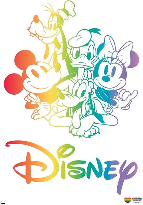 PRIDE WALL POSTER uses high-resolution artwork and is printed on PhotoArt Gloss Poster Paper which enhances colors with a high-quality look and feel. Eeyore Pictures, Pride Poster, Custom Disney Shirts, Mickey Mouse Images, Minnie Mouse Images, Disney Logo, Pride Support, Mickey Mouse Art, Disney Wall