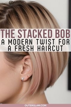 Explore the allure of the stacked bob haircut, a contemporary update on a classic style that adds volume and texture to your hair. Short Bob Stacked Hairstyles, Stack Bob Hairstyles, Stacked Back Haircut, Stacked Haircuts For Fine Hair, Chin Length Stacked Bob, A Line Bob Short Stacked, Short Stacked Bob Haircut Fine Hair, Stacked Bob Haircut For Fine Hair, Asymmetrical Bob Short Edgy