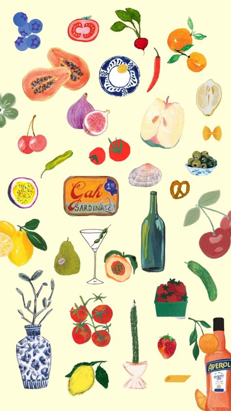 Fruit Wallpaper, Art Collage Wall, Summer Prints, New Wall, Pottery Painting, Funky Art, Wall Collage, Pattern Wallpaper, Pretty Wallpapers