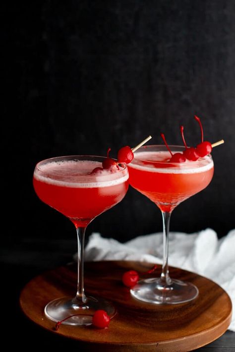 This Mary Pickford Cocktail recipe is a rum based cocktail but full of cherry flavor. It yields a deliciously balanced and sweet cocktail that will have you looking into the forgotten cocktails of the Prohibition Era. #cocktails #drinks #rum Aperitif Drinks, Sweet Cocktail, Citrus Cocktails, Frozen Waffles, Prohibition Era, Red Cocktails, Vanilla Milkshake, Mary Pickford, Sweet Cocktails