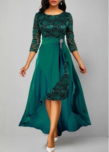 ROTITA Lace Patchwork Turquoise 3/4 Sleeve Dress | Rotita.com - USD $48.98 2 Piece Lace Dress, Lace Wedding Guest Dress, Turquoise Lace, Women Lace Dress, Turquoise Dress, Lace Patchwork, Lace Dress Long, Maxi Robes, Maxi Dress Green