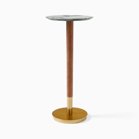 Mid-Century Drink Table | West Elm West Elm Kids, Brass Side Table, Glass End Tables, Stylish Curtains, White Side Tables, Marble Side Tables, Drink Table, Modern Side Table, Side Table Wood