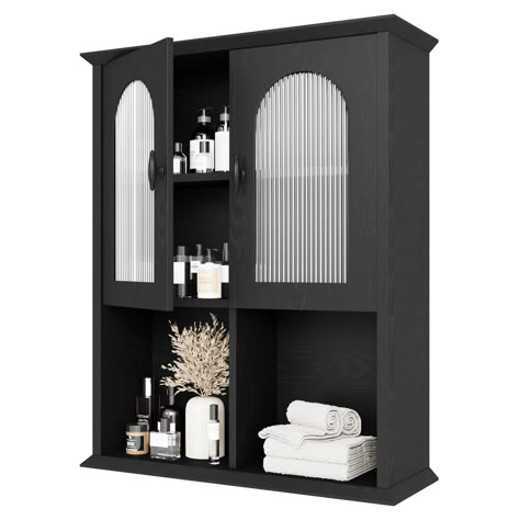 PRICES MAY VARY. High Space Utilization: The bathroom cabinet, measuring 23.6''W x 29.5''H x 8.3’’D, features three layers, allowing you to neatly arrange various bathroom supplies, from shampoo to skincare products, towels, and even makeup tools. Multifunctional Storage Cabinet: Not limited to the bathroom, it also provides storage space for your living room, kitchen, study, bedroom, and other places, such as storing books, files, tableware, and kitchen supplies. Sturdy and Stable: The cabinet Plum Bathroom, Cottage Bathrooms, Fluted Door, Bathroom Storage Over Toilet, Over The Toilet Storage Cabinet, Toilet Storage Cabinet, Dark Gray Bathroom, Over Toilet Storage, Cabinet Gray