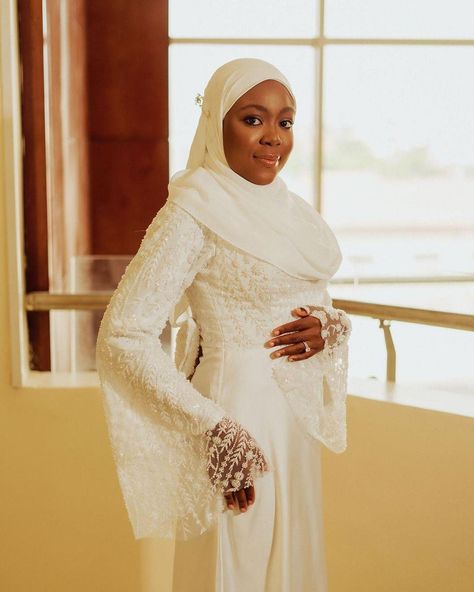 Her elegance and beauty is leaving us in awe. Wishing her endless love and happiness on this special journey🤍🫶 Bride: @hiq_mahh Dress: @asake_bridal #bride #bridal #bridalbeauty #bridalmakeup #bridalswithreyh #hijab #hijabi #muslimah #muslimwedding #nikkah #nigerianwedding #nigerianwedding #lagoswedding #nigerianmuslimbridals Hijabi Wedding Dress, Cord Lace Styles, Hijabi Muslimah, Hijabi Wedding, Muslim Bridal, Muslim Wedding Dresses, Hijab Wedding, Civil Wedding Dresses, Cord Lace