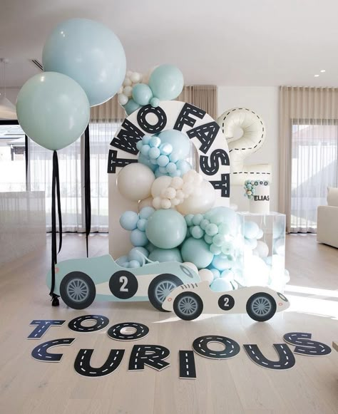 Baby Boy Birthday Themes, Second Birthday Boys, Two Fast Birthday, Birthday Party For Boys, 2nd Birthday Party For Boys, 2nd Birthday Boys, Boys First Birthday Party Ideas, Birthday Party Balloons, Car Birthday Theme