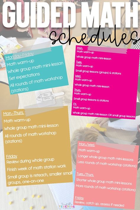 This post will look at five successful Guided Math Schedules you can implement for your Math Workshop Block. Math Rotations 3rd Grade, Rotations Math Transformations, Guided Math Stations, Classroom Structure, Guided Math Rotations, Math Minutes, 2023 Classroom, Easy Math, Math Tubs