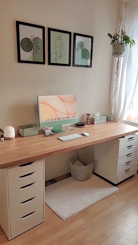 Home Office For Man, Home Office Layout, Ikea Desk, Cozy Home Office, Office Guest Room, Office Room Decor, Home Office Ideas, Study Room Decor, Craft Room Office