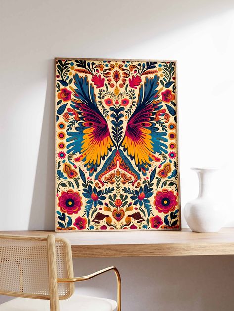 Mexican Wings, Traditional Mexican Decor, Latin Decor, Mexican Folk Art Decor, Mexican Paintings, Mexican Wall Art, Mexican Culture Art, Mexican Traditions, Latin American Art