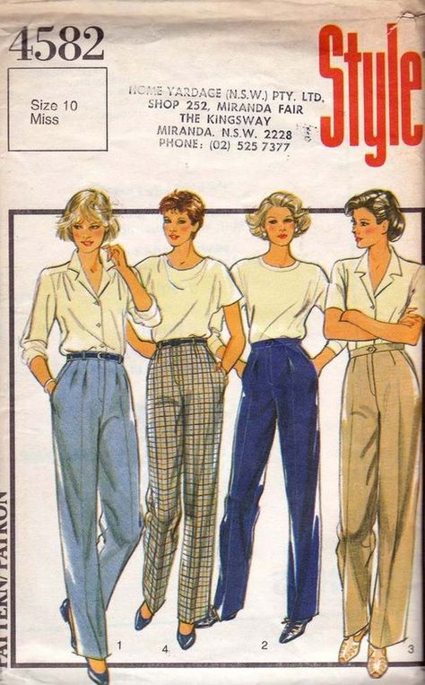 Women's Pants Style Pattern | Vintage Sewing Patterns From 1920s Through 1980s Moda 80s, 80s Clothes, Patron Vintage, Steel Magnolias, Look Retro, Pants Women Fashion, Pants Style, 1980s Fashion, Stil Vintage