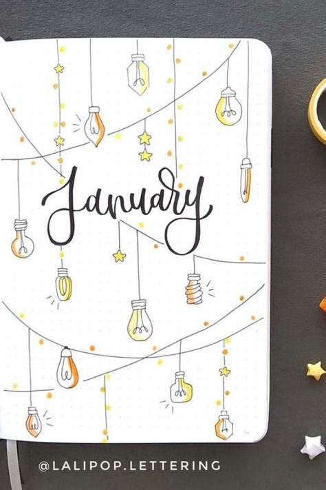 January Bullet Journal Cover, January Bujo, Journal D'inspiration, Bullet Journal Spread Ideas, Bujo Journal, Bullet Journal Work, Bullet Journal Month, Bullet Journal Cover, 15 January