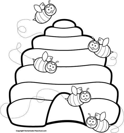 Bee  black and white beehive clipart black and white free images image 2 Bee Hive Coloring Page, Bee Hive Coloring Pages Free Printable, Bee Hive Craft, Bee Themed Classroom, Bee Activities, Bee Classroom, Bee Printables, Bee Coloring Pages, Bee Clipart