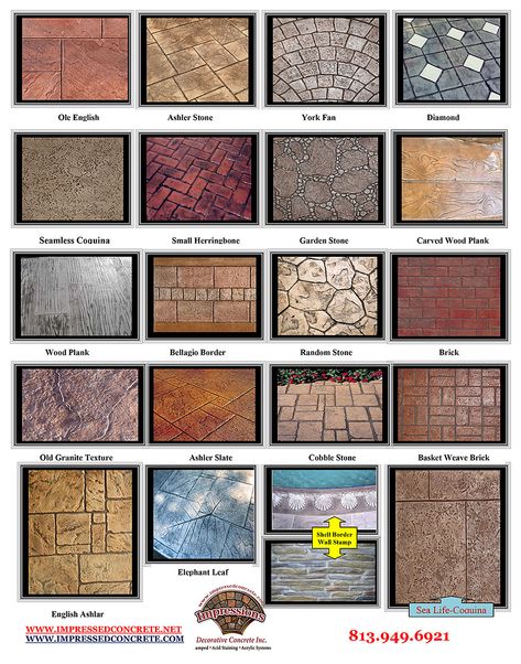 Printed Concrete Floor, Types Of Stamped Concrete, Cement Stamped Patio Ideas, Stamped Cement Patio Ideas Backyard, Stamped Concrete Flooring, Stamped Concrete Pool Deck Patterns, Stamped Concrete Walkways To Front Door, Stamped Concrete Color Combinations, Concrete Stamp Patterns