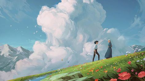 Hd Ipad Wallpapers, Howls Moving Castle Wallpaper, Ipad Desktop, Hd Landscape, Studio Ghibli Background, Wallpaper Notebook, Cute Laptop Wallpaper, Howl's Moving Castle, Desktop Wallpaper Art