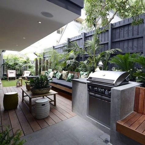 Bbq Area Ideas, Small Backyard Gardens, Modern Backyard, Bbq Area, Small Yard, Small Backyard Patio, Budget Backyard, Small Garden Design, Backyard Bbq