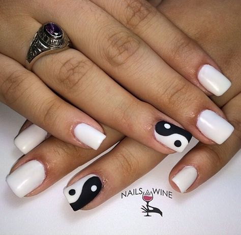 I  love this idea for my nails, Yin Yang Nails Yin Yang Nails, Trendy Nail, Trendy Nail Art, Nails 2024, Chic Nails, My Nails, Nail Arts, Mani Pedi, Trendy Nails