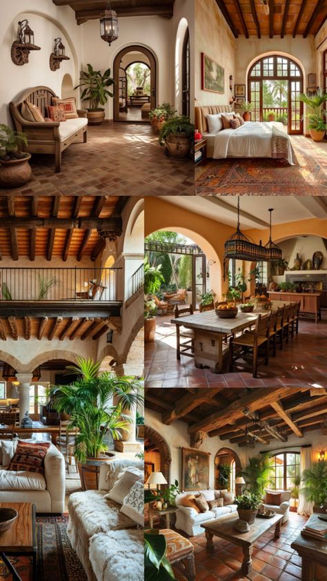 Spanish home decore cozy warm modern Spanish interior design Spanish House Interior, Mediterranean Spanish Style Homes, Hacienda Interior Design, Spanish Style Home Interior, Spanish Mediterranean Homes, Spanish Home Interior, Spanish Style Decor, Hacienda Homes, Spanish Home Decor