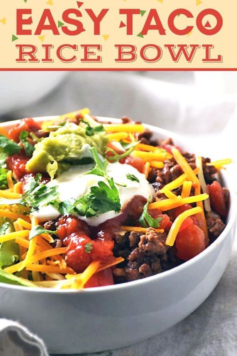 Easy Taco Rice, Taco Rice Bowl, Meals Mexican, Taco Bowl Recipe, Taco Rice, Healthy Bowls Recipes, Rice Bowls Recipes, Healthy Bowls, Healthy Advice