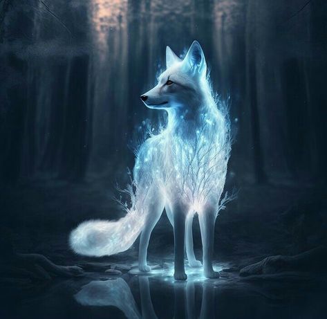 Spirit Animal Fox, Forest Druid, Spirit Forest, Cute Fox Drawing, Spell Magic, Magical Wolf, Fairytale Creatures, Fox Artwork, Mythical Creatures Fantasy