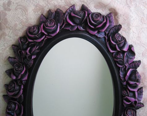 Pinterest: @yoliyox Black Rose Wall, Goth Interior, Gothic Mirror, Black And Red Roses, Gothic Room, Gothic Interior, Gothic Bedroom, Room Green, Gothic Furniture