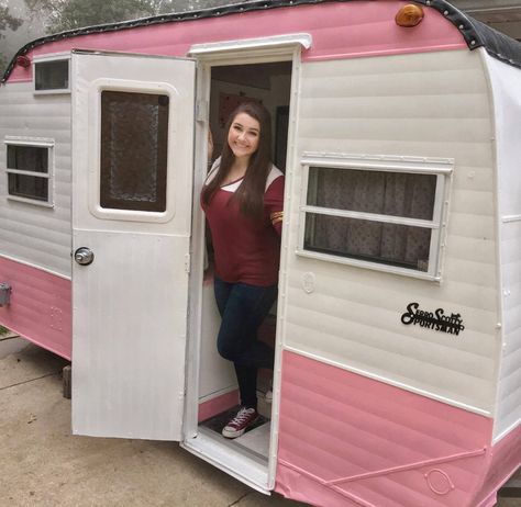 Craft Camper, Scotty Camper, Pink Camper, Serro Scotty, Rubber Roof, Camper Repair, Camper Redo, Mother Daughter Projects, Vintage Camper Remodel