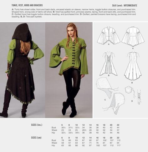 24+ Great Photo of Hood Sewing Pattern Hood Sewing Pattern Cosplay Mccall S Sewing Pattern Tunic Vest Hood Bracers Size 6  #FreeSewingPatterns Costume Patterns Free, Hood Sewing Pattern, Tunic Vest, Vest Sewing Pattern, Clothes Making, Fest Outfits, Fantasy Style, Hoodie Pattern, Vintage Dress Patterns